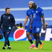  Kalidou Koulibaly of Chelsea leaves the field, whilst being consoled by Reece James  (Photo by Angel Martinez/Getty Images)