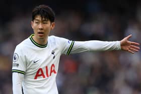  Son Heung-Min of Tottenham Hotspur reacts during the Premier League match (Photo by Justin Setterfield/Getty Images)