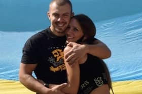 Roman Kashpur (left) with his wife Yulia (left). Credit: Roman Kashpur