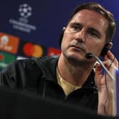 Chelsea’s English caretaker manager Frank Lampard reacts following a press conference at Stamford Bridge (Photo by ADRIAN DENNIS/AFP via Getty Images)