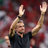 Luis Enrique, Head Coach of Spain, applauds fans after their defeat through the penalty shootout  (Photo by Julian Finney/Getty Images)