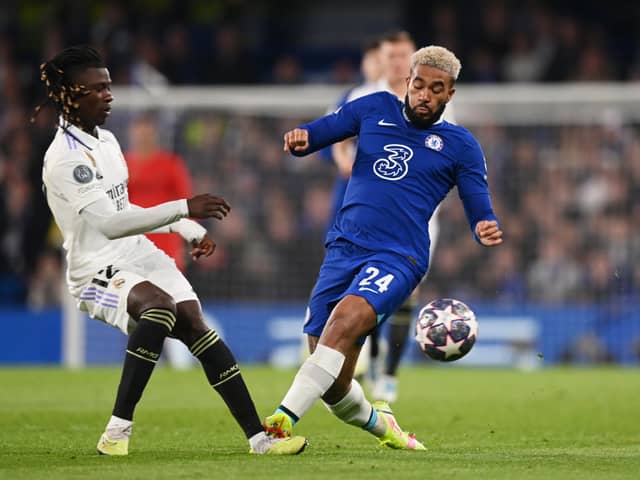 Eduardo Camavinga of Real Madrid is fouled by Reece James of Chelsea (Photo by Michael Regan/Getty Images)