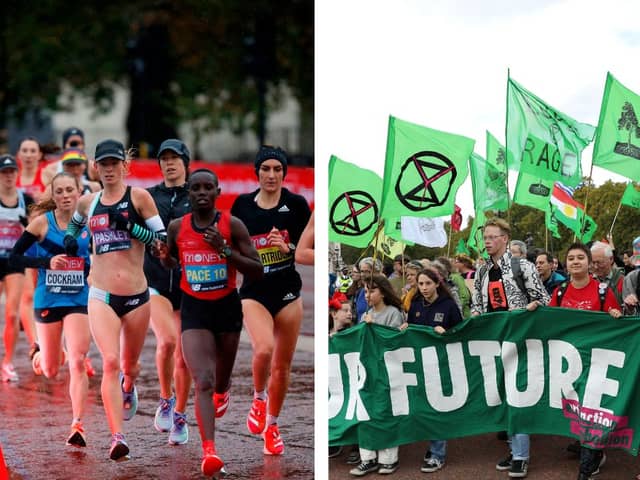 The London Marathon coincides with Extinction Rebellion’s The Big One. (Photos by Getty)