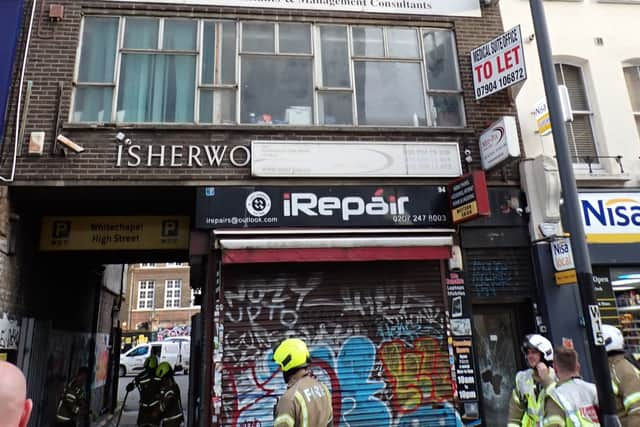 The fire took place in a block of flats on Whitechapel High Street. Credit: London Fire Brigade