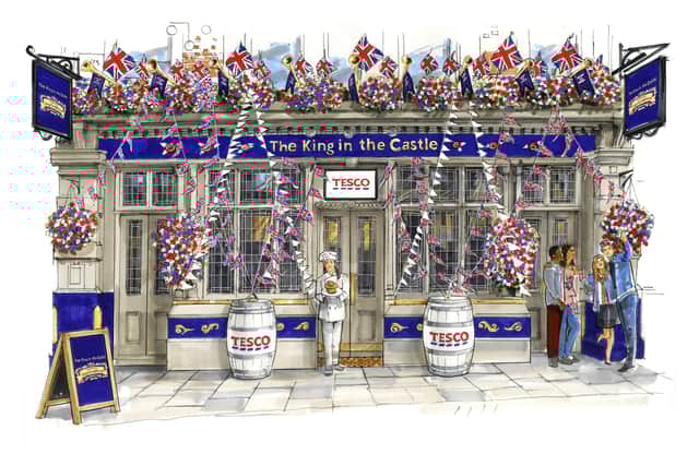 An illustration has been released of the new Tesco pub created to celebrate the coronation