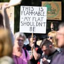 Protests against the ongoing cladding scandal have been held calling on the government to provide more support. Credit: Leon Neal/Getty Images.