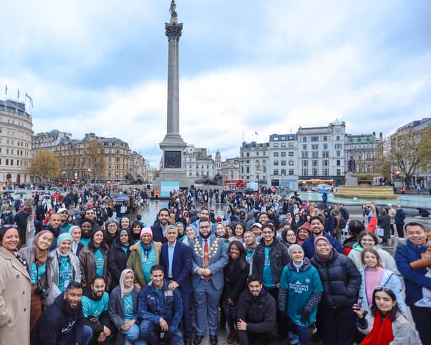 More than 3,000 people attended the final Open Iftar of Ramadan 2023 in Trafalgar Square. Credit: Ramadan Tent Project.
