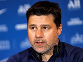 Paris Saint-Germain’s Argentinian head coach Mauricio Pochettino gives a press conference during the spring training camp (Photo by KARIM JAAFAR/AFP via Getty Images)
