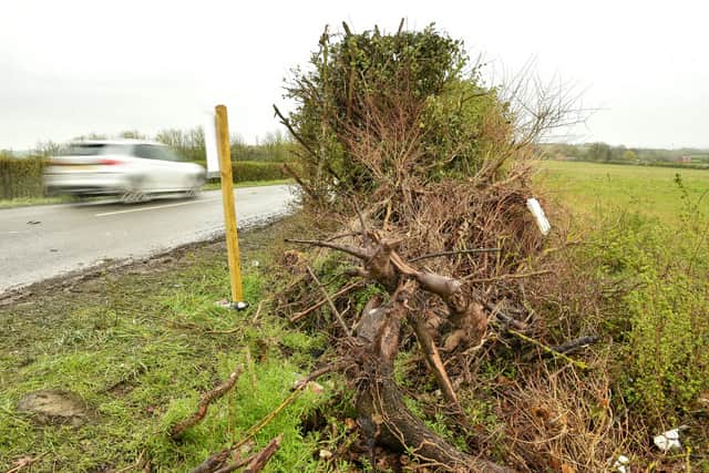 Scene of fatal car crash on the B4035 Campden Road near Chipping Campden in The Cotswolds.