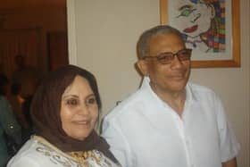 Abdalla Sholgami, 85, (right) a retired businessman from north London, and his wife Alaweya Rishwan, 75,  (left) are trapped in their home opposite the British embassy in central Khartoum.