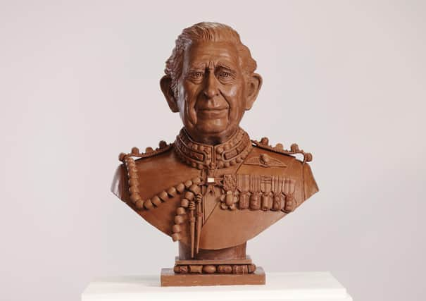 A bust of King Charles III made entirely from Celebrations chocolates is unveiled ahead of the Coronation. The sculpture, commissioned by the chocolate brand, took four weeks to create and weighs over 23kg – the equivalent of 2,875 individual Celebrations chocolates.