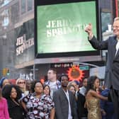 Jerry Springer celebrating the taping of “The Jerry Springer Show” 20th anniversary show at Military Island, Times Square in 2010 in New York. Credit:  Michael Loccisano/Getty Images.