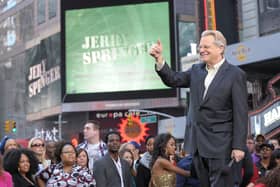 Jerry Springer celebrating the taping of “The Jerry Springer Show” 20th anniversary show at Military Island, Times Square in 2010 in New York. Credit:  Michael Loccisano/Getty Images.