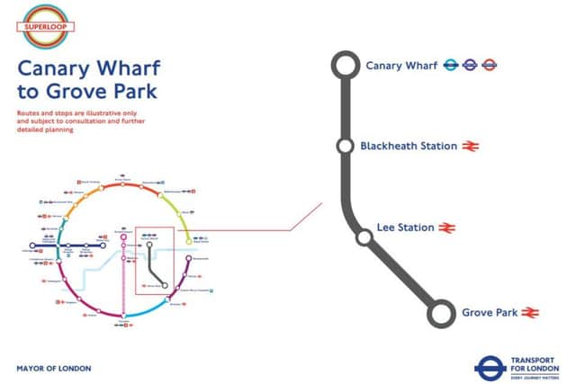 Canary Wharf to Grove Park. Credit: Transport for London.