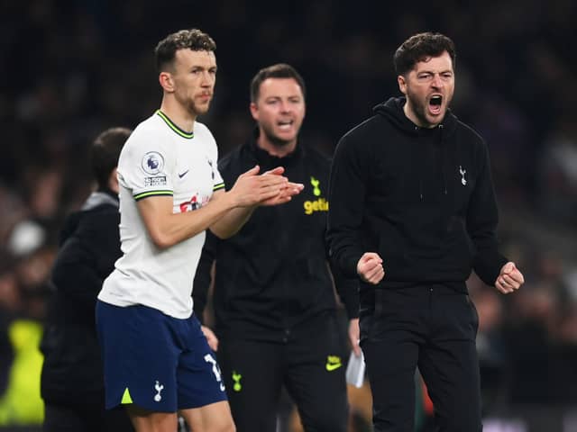 Ryan Mason, Interim Manager of Tottenham Hotspur, celebrates after Son Heung-Min (Photo by Shaun Botterill/Getty Images)