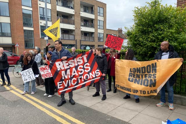 The London Renters Union led a protest outside Waltham Forest Council housing on April 26. Credit: London Renters Union.