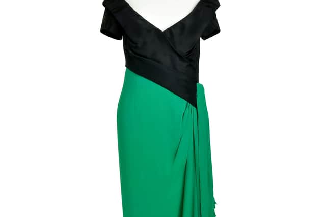 Catherine Walker evening gown worn by Princess Diana to a gala dinner at the Royal York Hotel in Toronto, Canada in 1986.