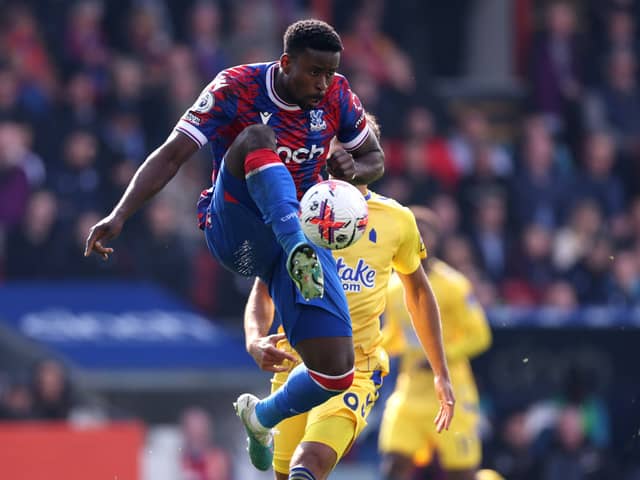  Marc Guehi of Crystal Palace controls the ball during the Premier League match between Crystal Palace (Photo by Warren Little/Getty Images)