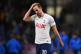 Harry Kane of Tottenham Hotspur looks dejected following their side’s defeat in the Premier League (Photo by Stu Forster/Getty Images)