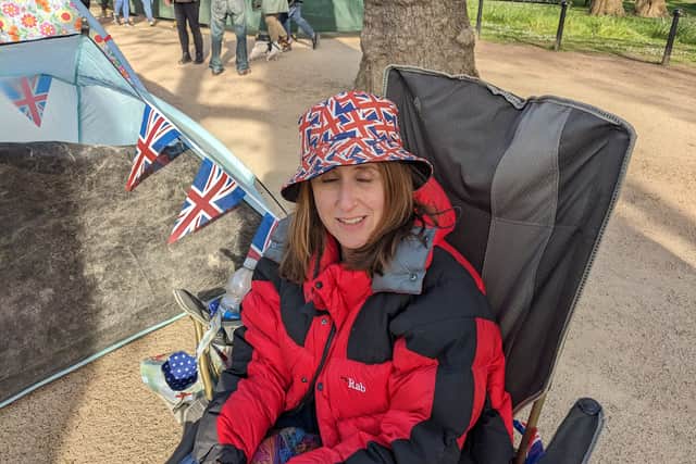 Rachel has travelled from Norwich to camp out for the King’s Coronation