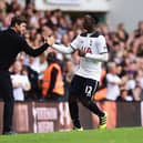  Victor Wanyama of Tottenham Hotspur celebrates scoring his sides first goal with Mauricio Pochettino,  (Photo by Alex Broadway/Getty Images)