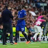 Frank Lampard, Caretaker Manager of Chelsea, speaks with Kalidou Koulibaly of Chelsea (Photo by Angel Martinez/Getty Images)