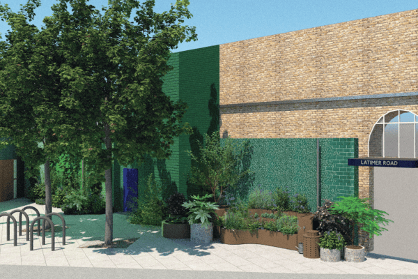 The community garden will be displayed at the entrance of Latimer Road Tube Station. Credit: TfL