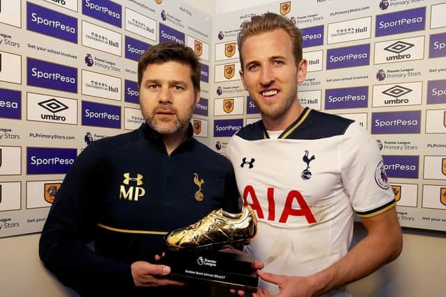 Pochettino with Harry Kane after being awarded golden boot in May 2017