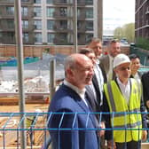 Sadiq Khan announced he had surpassed his affordable homes target in a speech at the Royal Eden Docks in Newham. Credit: Ben Lynch.