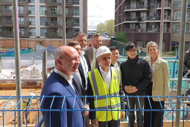 Sadiq Khan announced he had surpassed his affordable homes target in a speech at the Royal Eden Docks in Newham. Credit: Ben Lynch.