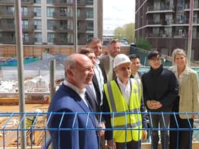 Sadiq Khan announced he had surpassed his affordable homes target in a speech at the Royal Eden Docks in Newham. Credit: Ben Lynch.