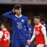 Kai Havertz of Chelsea reacts during the Premier League match between Arsenal FC and Chelsea FC  (Photo by Alex Pantling/Getty Images)
