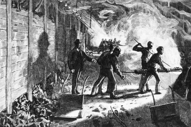 Changing retorts at the London Gas Company’s works at Vauxhall in 1889. Picture for illustrative purposes by Rischgitz.