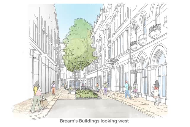 Bream’s Buildings looking west just off Chancery Lane. Credit: City of London Corporation.