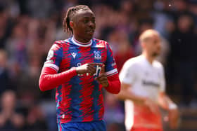 Eberechi Eze of Crystal Palace celebrates after scoring the team’s fourth goal from a penalty  (Photo by Marc Atkins/Getty Images)