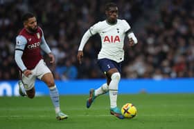 Yves Bissouma of Tottenham Hotspur and Douglas Luiz of Aston Villa during the Premier League match (Photo by Eddie Keogh/Getty Images)