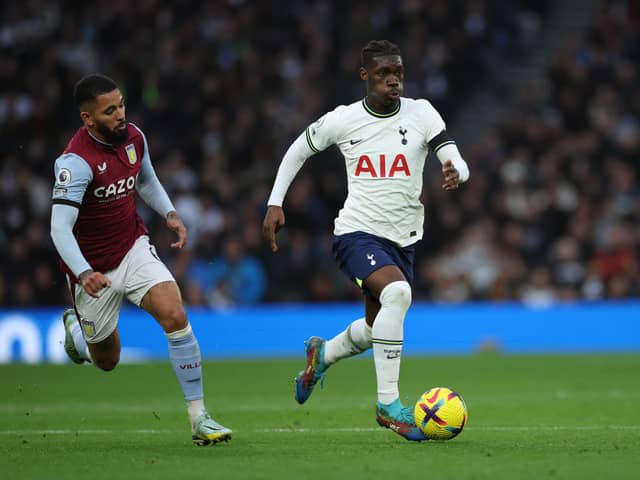 Yves Bissouma of Tottenham Hotspur and Douglas Luiz of Aston Villa during the Premier League match (Photo by Eddie Keogh/Getty Images)