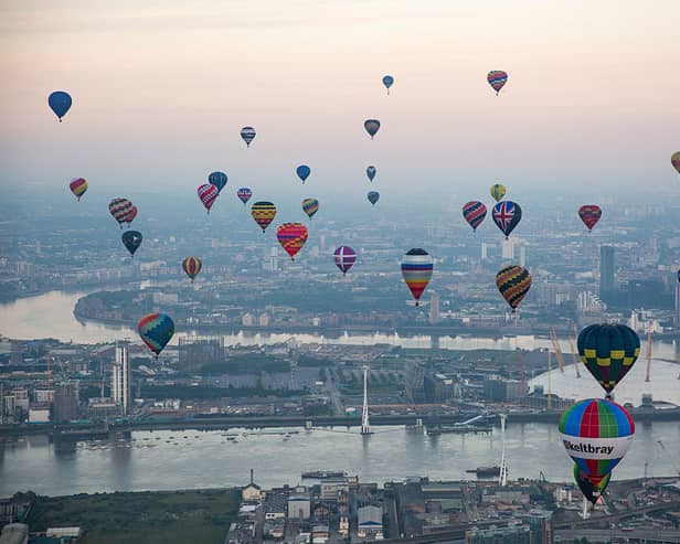 Dozens of hot air balloons will take flight across London in the Lord Mayor’s Hot Balloon Regatta. 