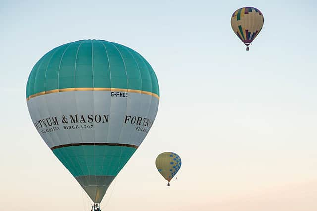 Hot air balloons over the London Skyline on June 19, 2016 in London