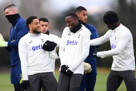 enham Hotspur react during a Tottenham Hotspur training session ahead of their UEFA Champions League round of 16  (Photo by Alex Davidson/Getty Images)
