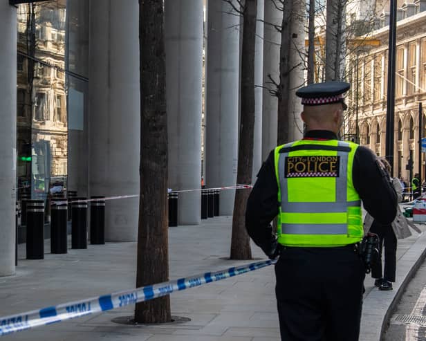 A City of London Police officer in Bishopsgate. (Photo by Chris J Ratcliffe/Getty Images)