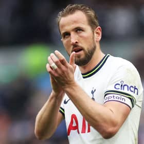 Tottenham Hotspur’s English striker Harry Kane reacts at the end of the English Premier League football match  (Photo by ISABEL INFANTES/AFP via Getty Images)