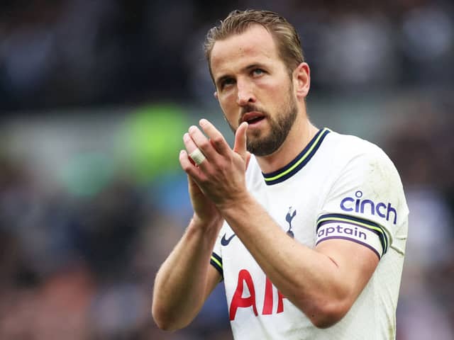 Tottenham Hotspur’s English striker Harry Kane reacts at the end of the English Premier League football match  (Photo by ISABEL INFANTES/AFP via Getty Images)