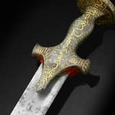 Tipu Sultan’s fabled bedchamber sword, which sold for £14 million at Bonhams Islamic and Indian Art sale. (Photo by Bonhams)