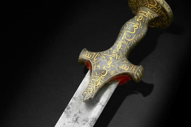 Tipu Sultan’s fabled bedchamber sword, which sold for £14 million at Bonhams Islamic and Indian Art sale. (Photo by Bonhams)