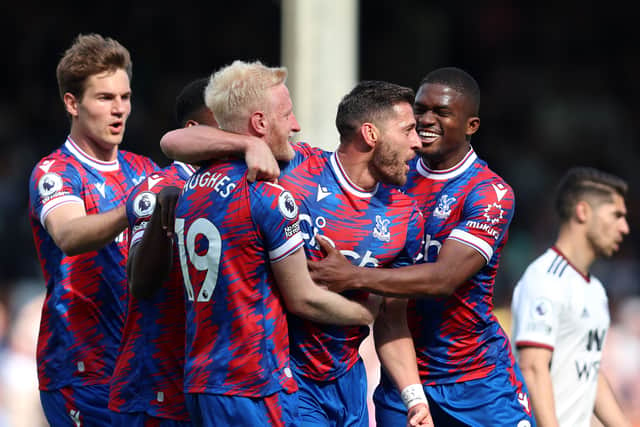 Crystal Palace players celebrate after scoring a goal