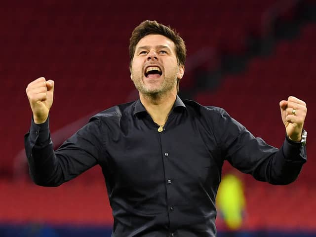Mauricio Pochettino, Manager of Tottenham Hotspur celebrates victory after the UEFA Champions League  (Photo by Dan Mullan/Getty Images )