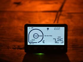 A smart meter displaying electricity usage is seen in a domestic property in south London.  Photo for illustrative purposes.