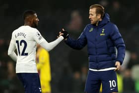 Emerson Royal and Harry Kane of Tottenham Hotspur interact after the Premier League match  (Photo by Paul Harding/Getty Images)