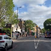 A fire engine collided with a pedestrian in Upper Street, Islington. (Photo by André Langlois)